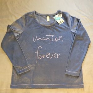 HUE Fun Print Pajama Lounge Top Size Small